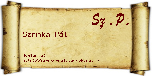 Szrnka Pál névjegykártya